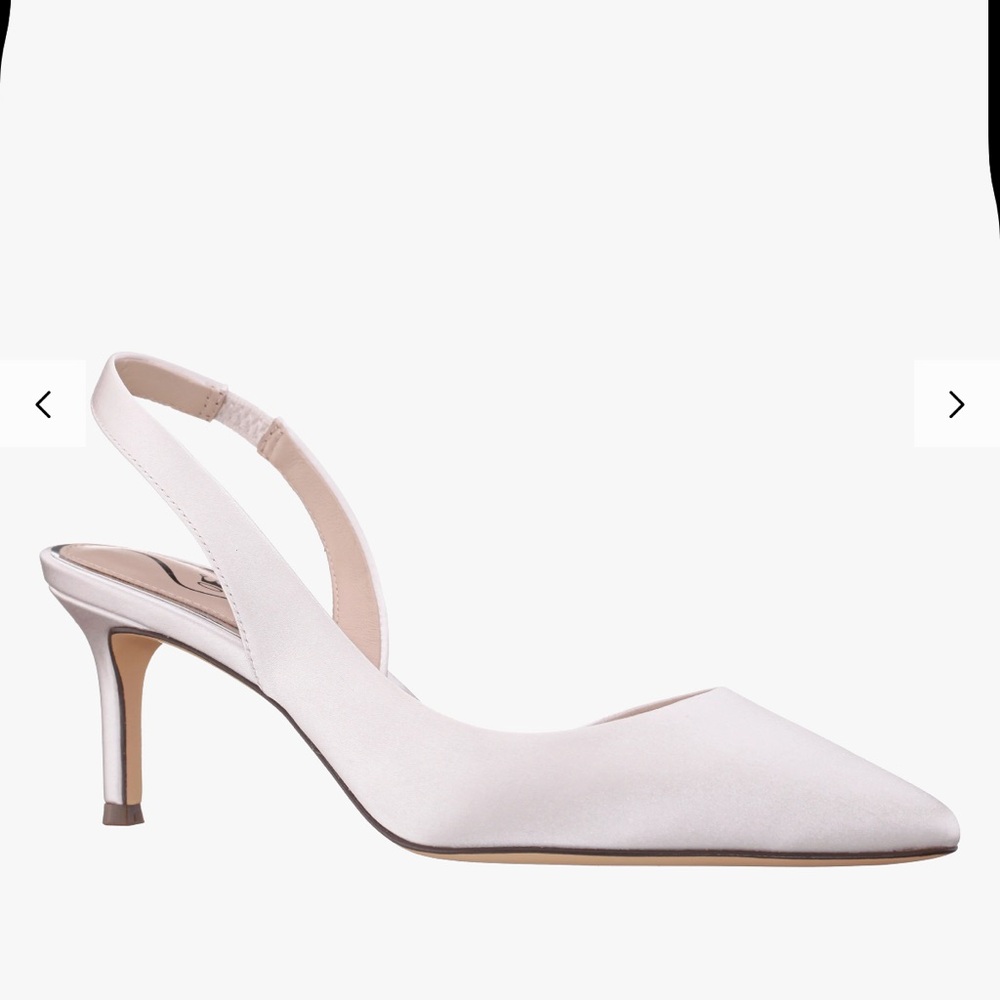 Brand new Nina Shoes NINA60S IVORY SATIN MID-HEEL SLINGBACK PUMPS